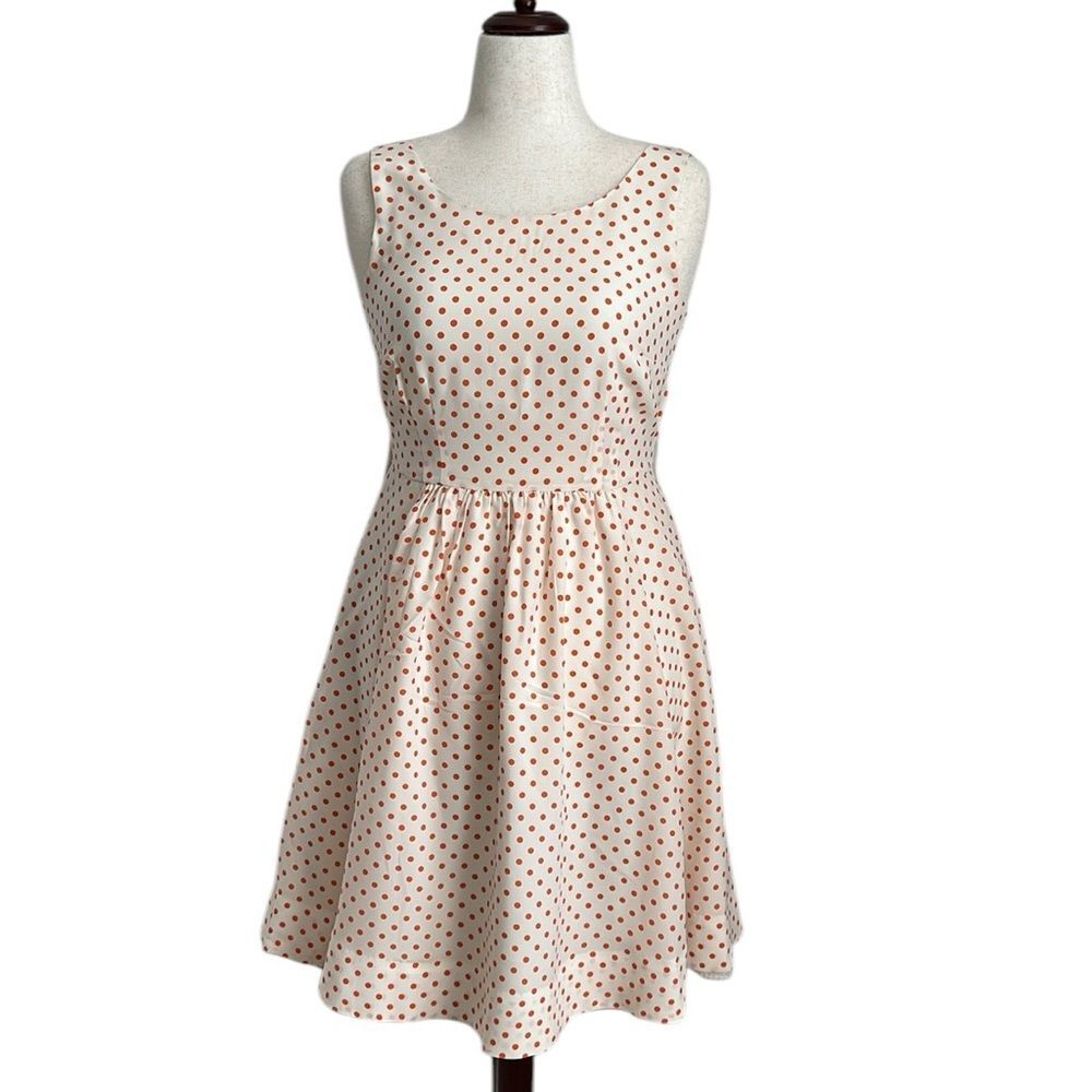 Anthropologie Moulinette Soeurs Silk Polka Dot Fit & Flare Retro Dress Size 6.
